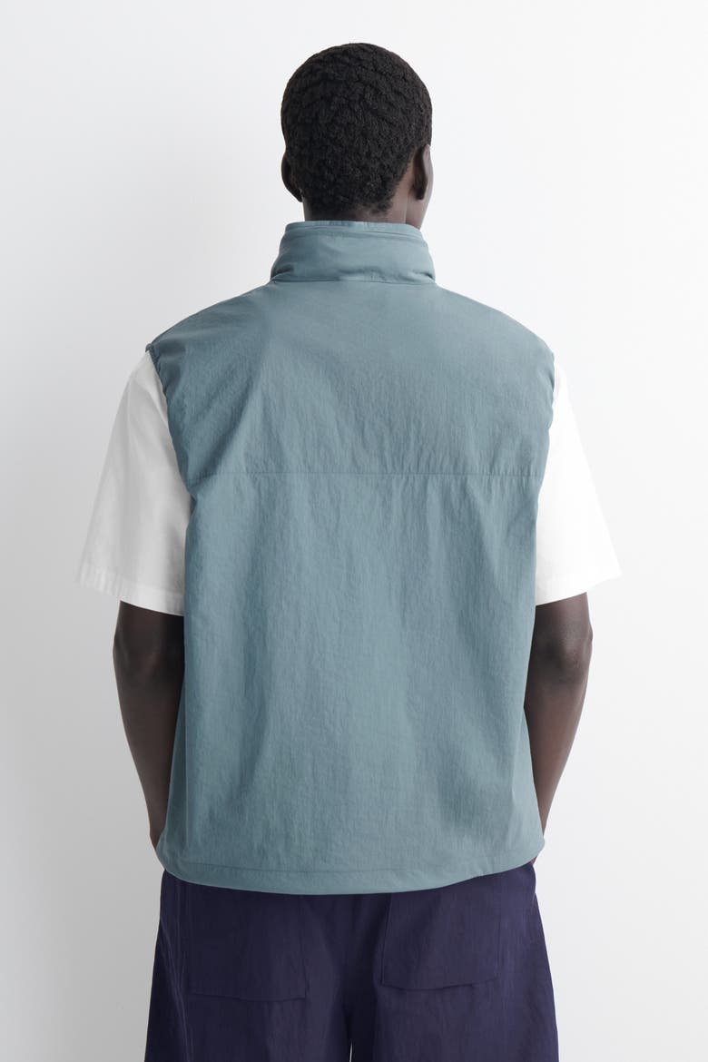 Technical Water-Resistant Nylon Vest, Alternate, color, STEEL BLUE