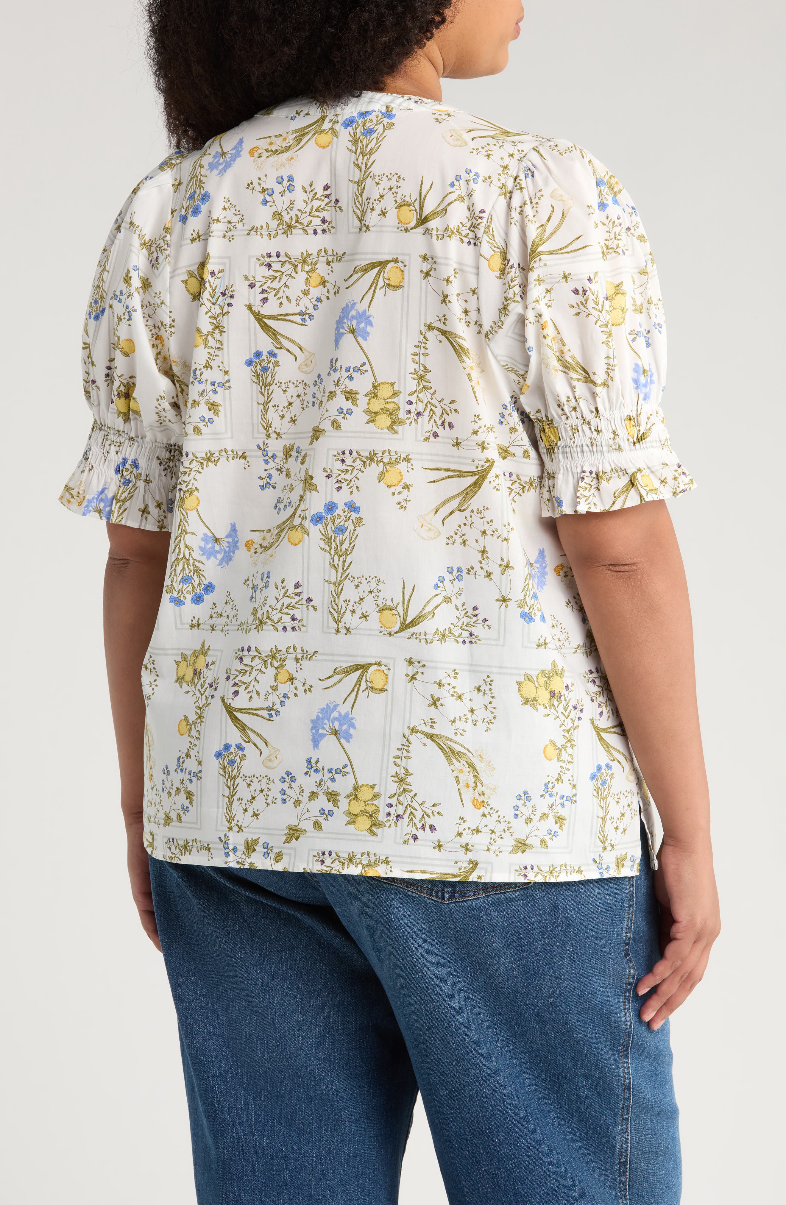 Cecily Merryn Floral Split Neck Cotton Top - image 2