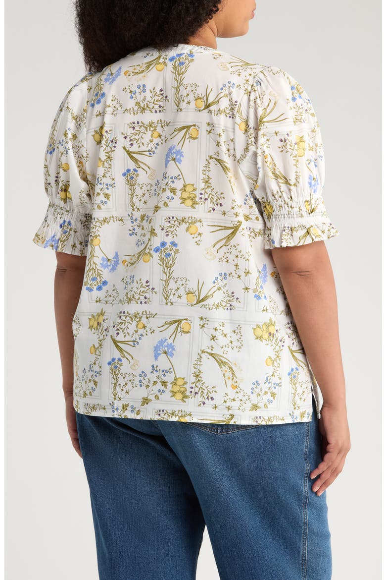 Cecily Merryn Floral Split Neck Cotton Top, Alternate, color, WHITE/ MULTI