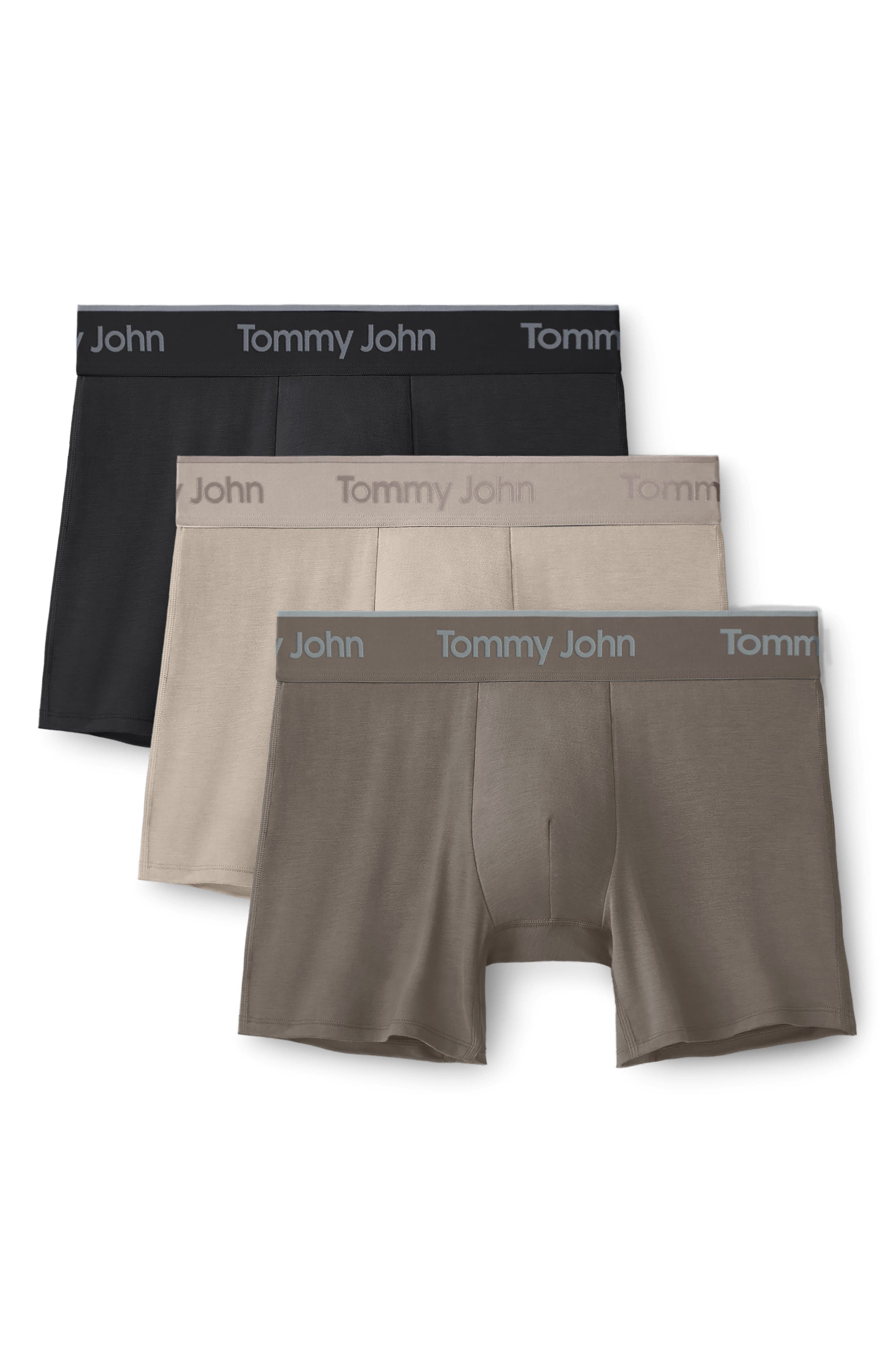Tommy John Assorted 3-pack Second Skin 4-inch Stretch Modal Boxer Briefs In Brown
