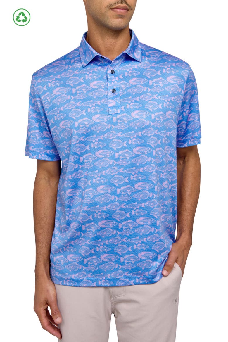Regular Fit Regular Fit Fish Print Recycled Performance Golf Polo, Main, color, PINK