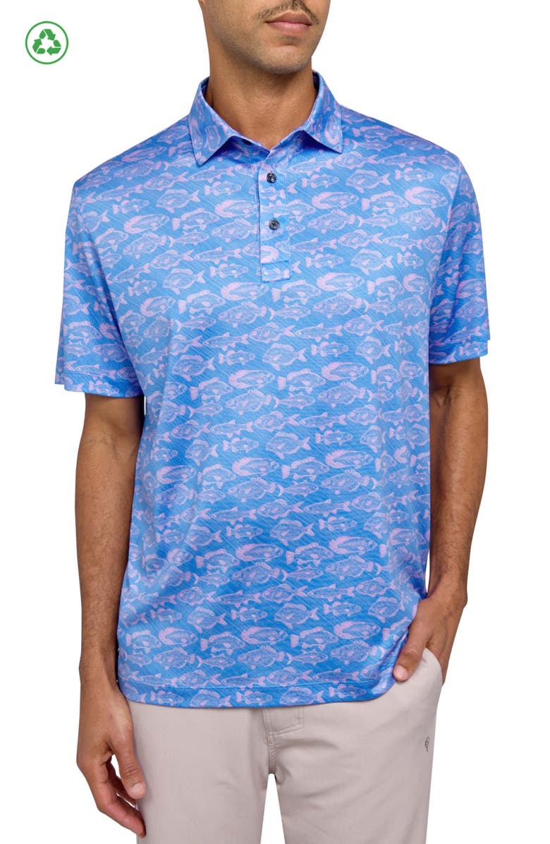 CONSTRUCT Regular Fit Regular Fit Fish Print Recycled Performance Golf Polo, Main, color, Pink