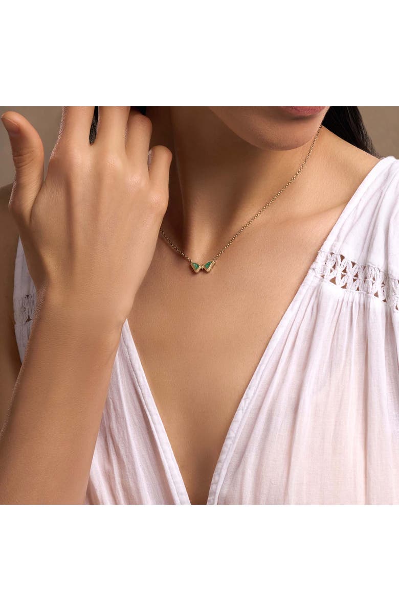 Karma and Luck Fresh Beginnings Amazonite Butterfly Gold Necklace, Alternate, color, Gold/Turquoise