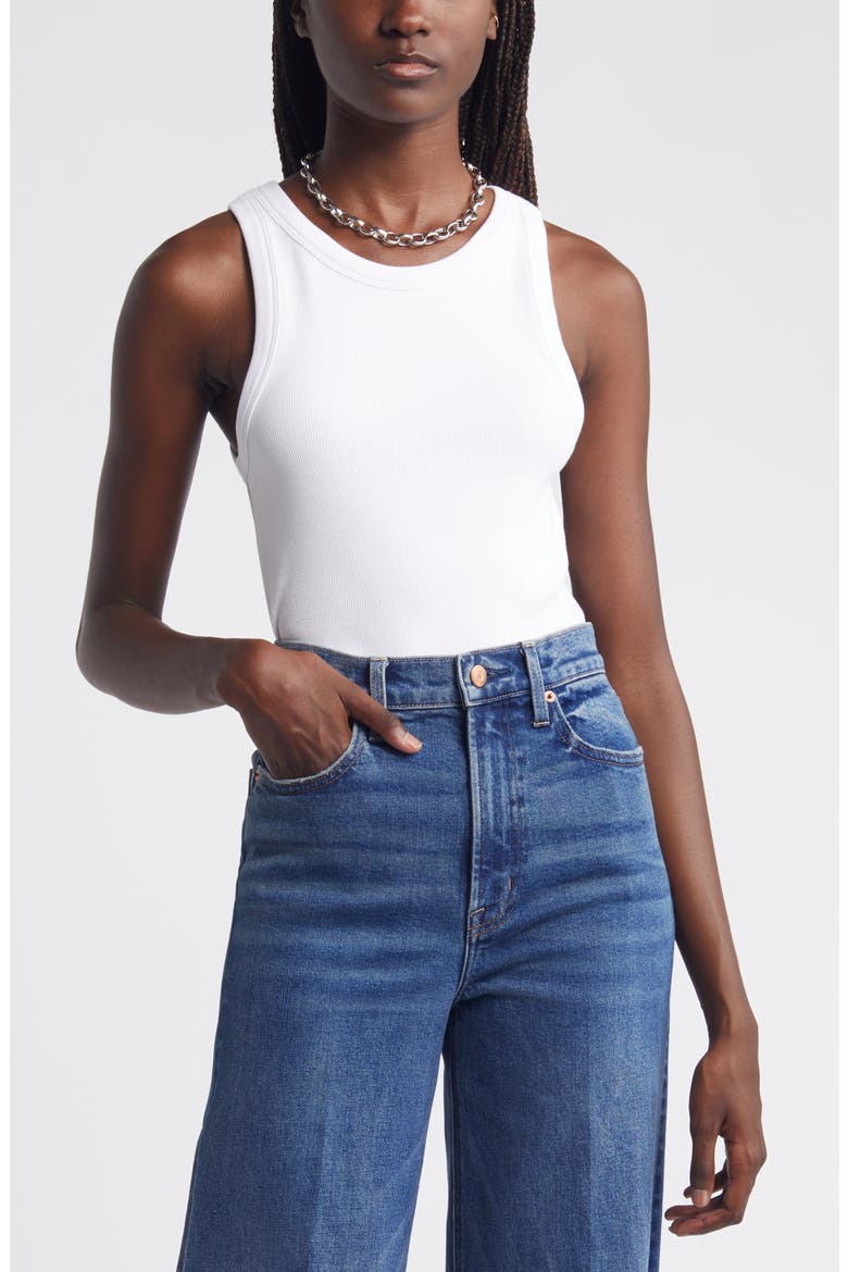 Everyday Cotton Rib Tank, Main, color, WHITE