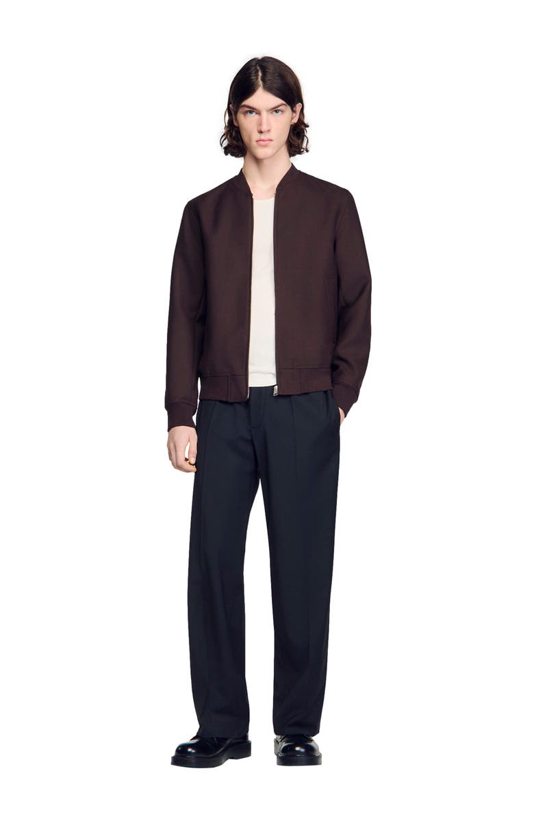 SANDRO Zip-up jacket, Alternate, color, Chocolate
