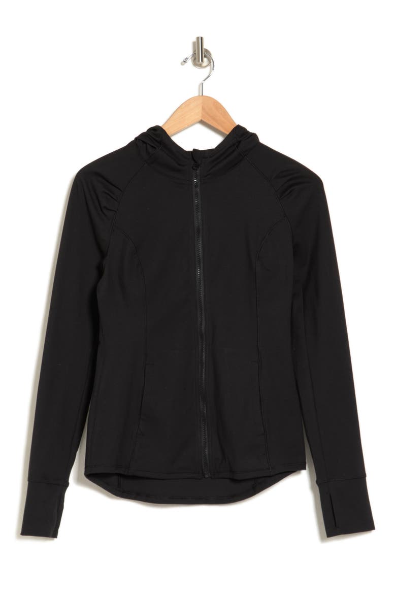 Slim Fit Hooded Zip Jacket, Alternate, color, BLACK