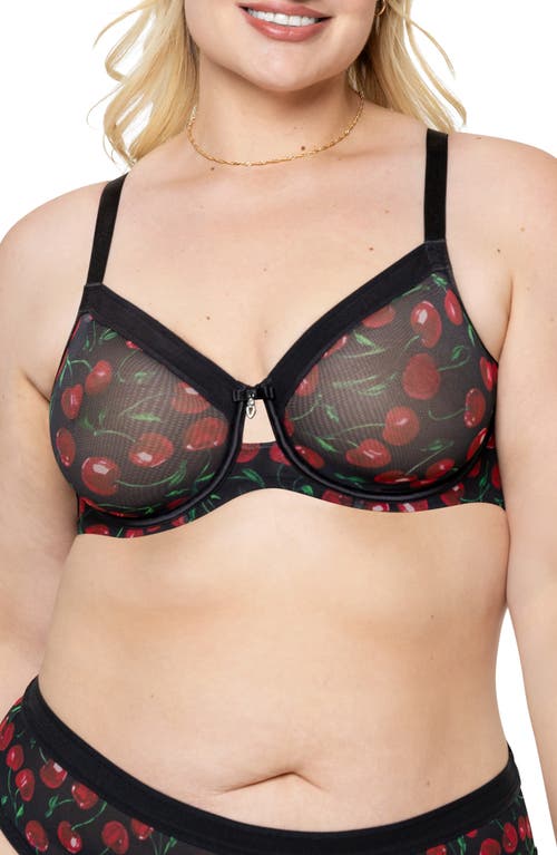 Curvy Couture Full Figure Mesh Underwire Bra In Red