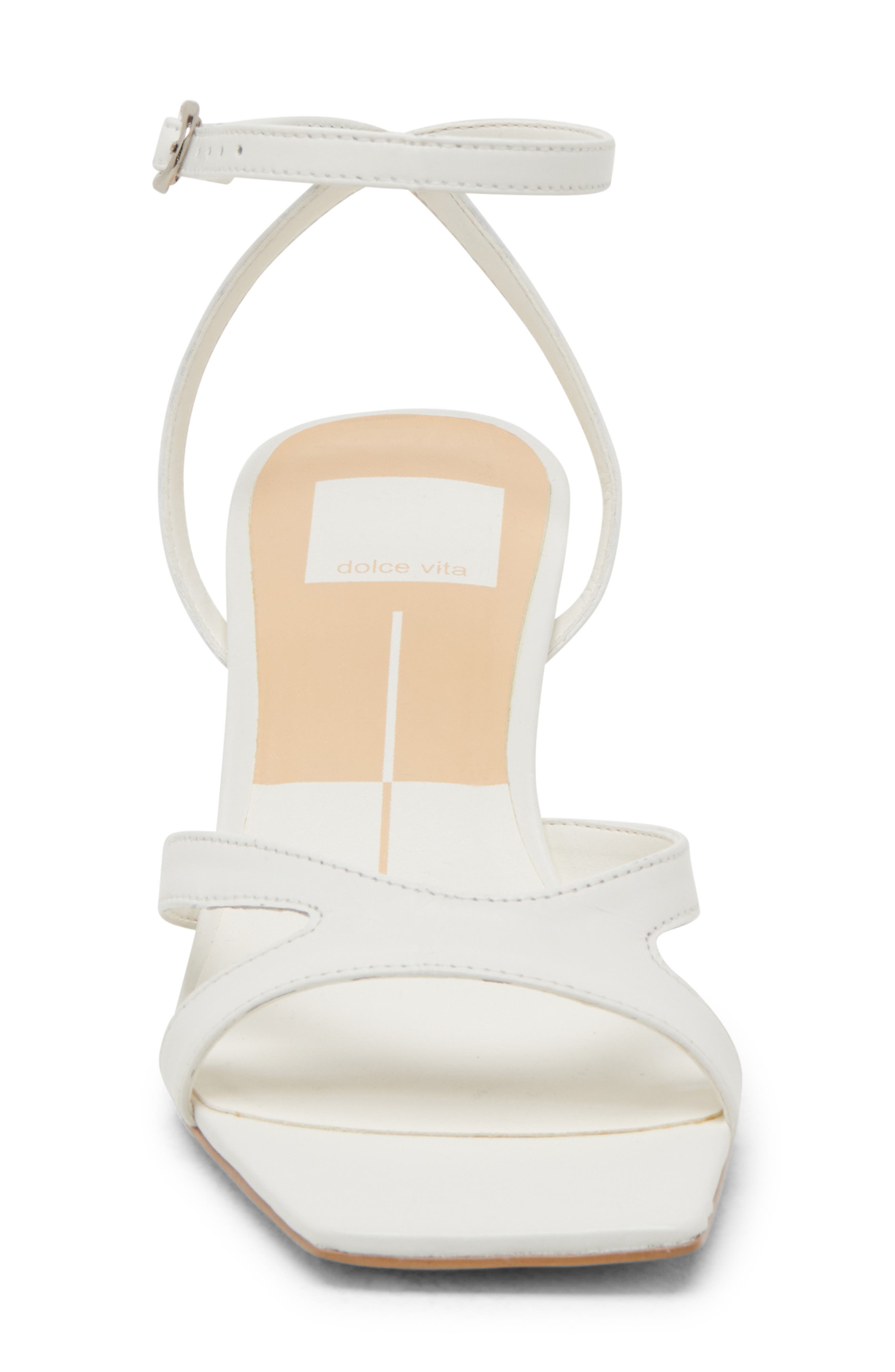Becki Ankle Strap Sandal, Alternate, color, TRUE WHITE LEATHER