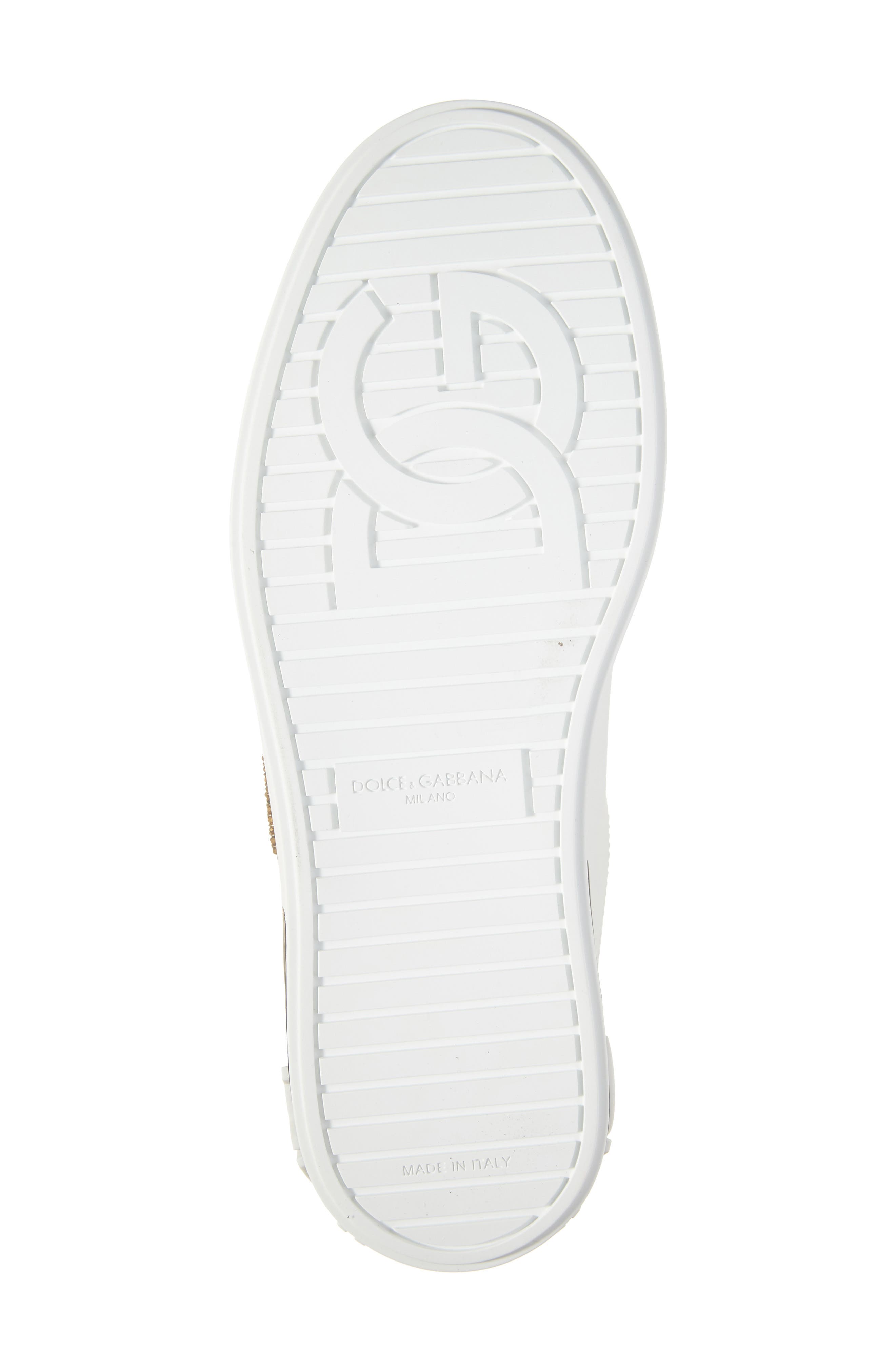 Dolce&Gabbana Portofino Graffiti Embellished Sneaker, Alternate, color, White