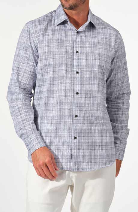 Brushstroke Print Stretch Cotton Button Up Shirt