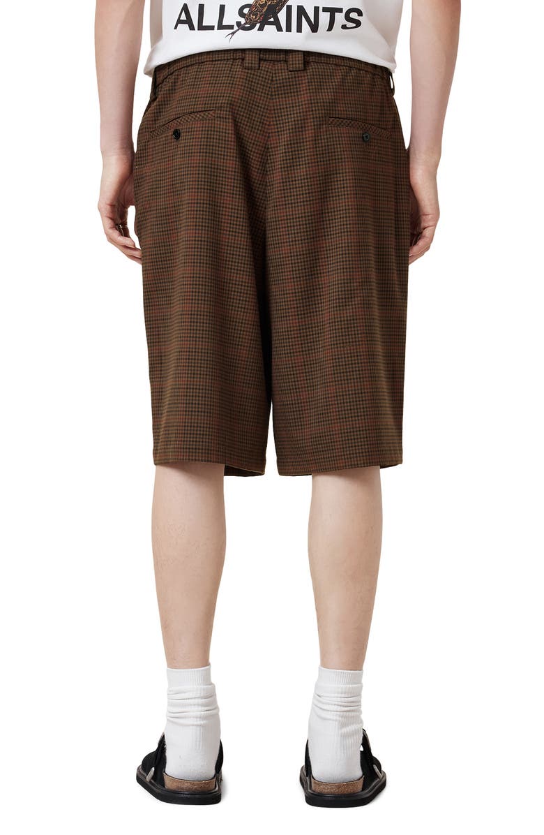 AllSaints Newell Check Elastic Waist Long Shorts, Alternate, color, Coin Brown