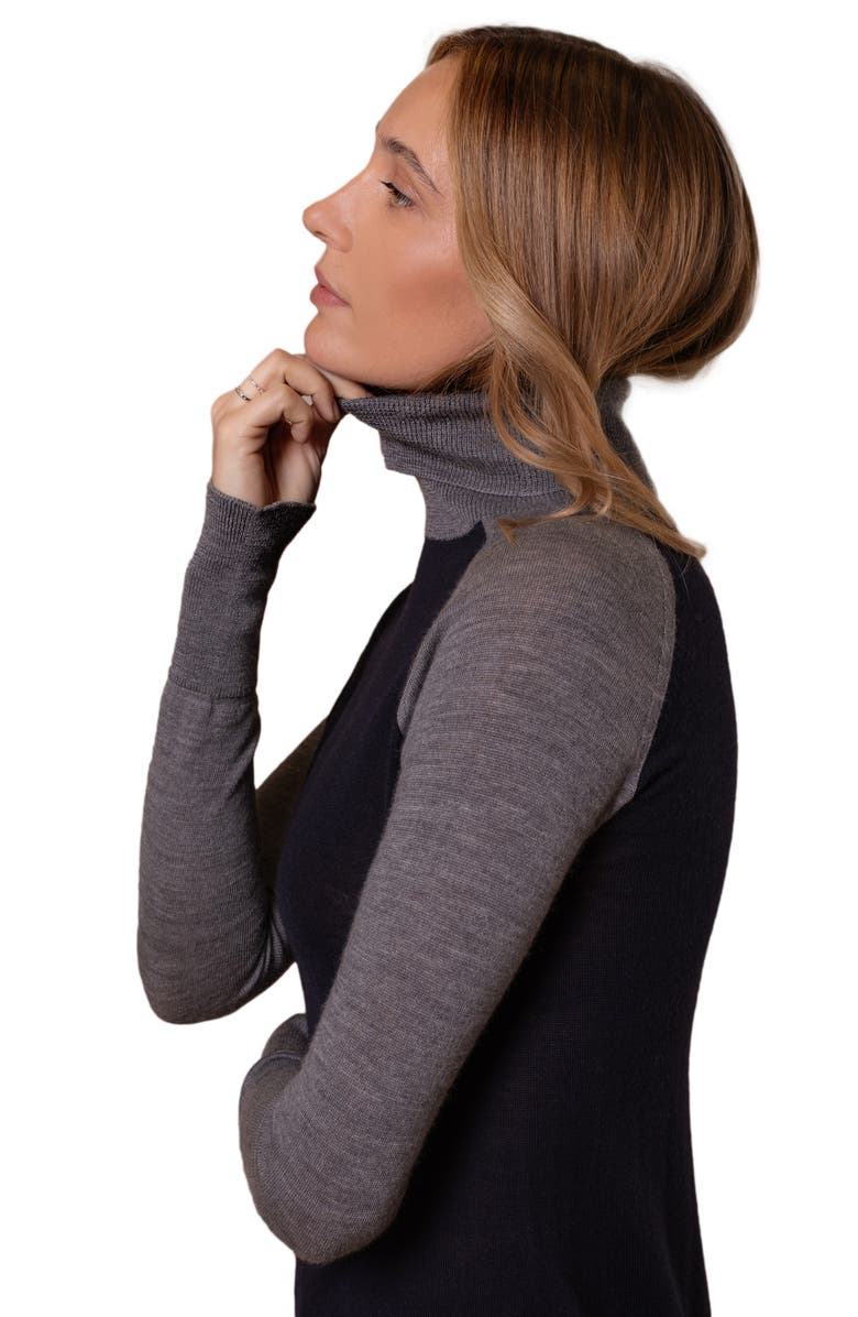 Celtic & Co. Merino Colour Block Roll Neck Sweater, Alternate, color, Navy / Grey
