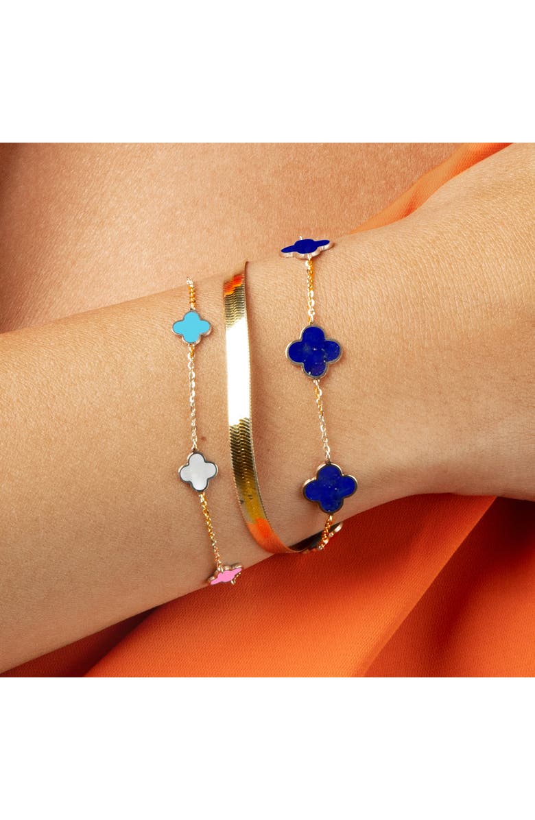 The Lovery Fine Jewelry Mini Pastel Mixed Clover Bracelet, Alternate, color, Pastel Mixed