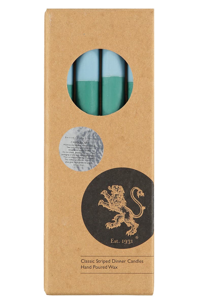 BRITISH COLOUR STANDARD 4-Pack Stripe Dinner Candles, Alternate, color, Beryl Bokara Moonstone