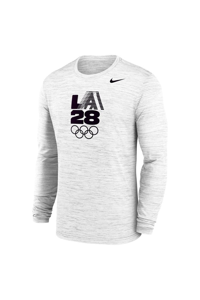 Men's Nike Heather Gray LA28 Summer Olympics Team Issue Velocity Dri-FIT Long Sleeve T-Shirt, Alternate, color, Heather Gray