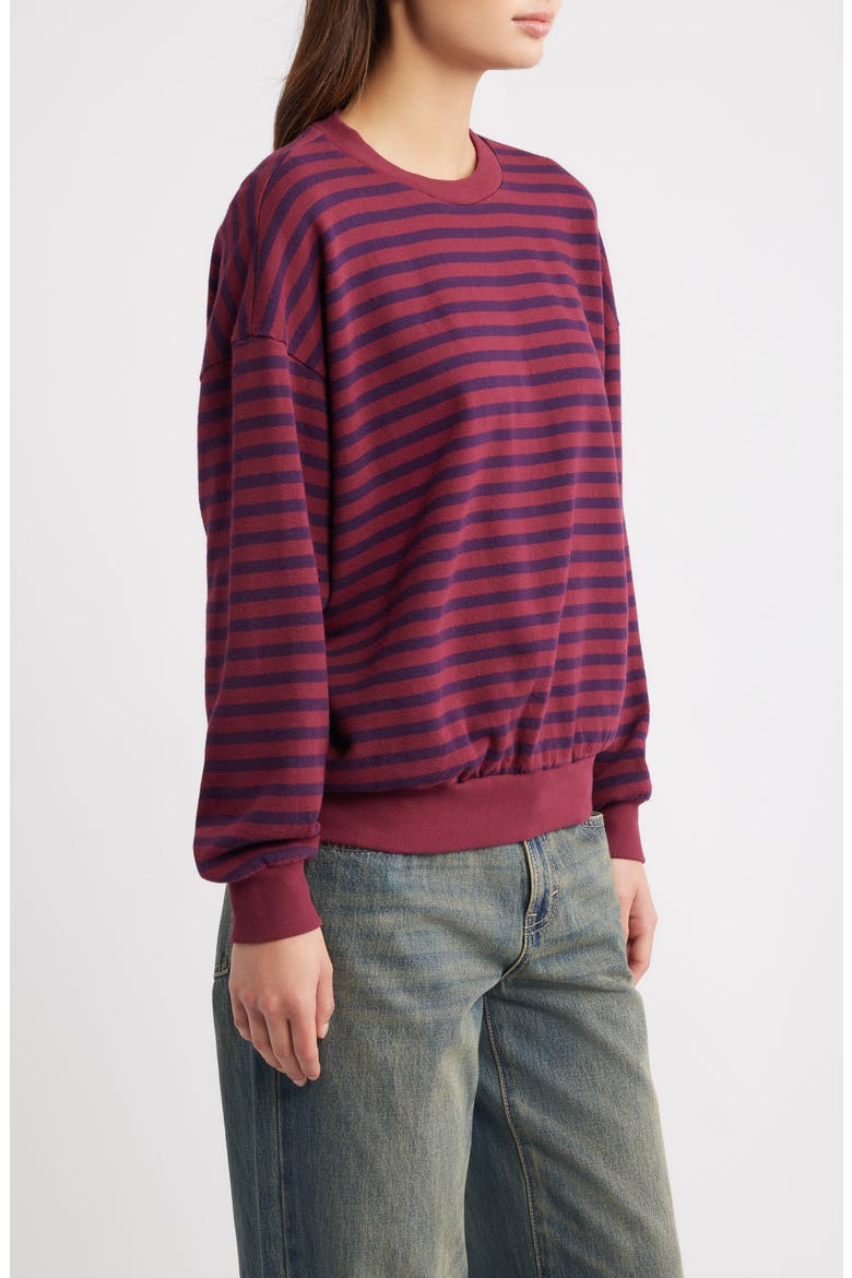 Stripe Terry Oversized Sweatshirt, Alternate, color, BURGUNDY STRIPE