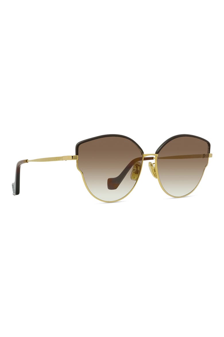 60mm Gradient Butterfly Sunglasses, Alternate, color, ROSE GOLD/RED LEATHER/BRWN