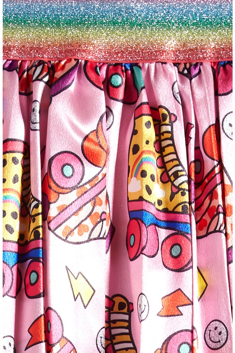 Kids' Roller Rink Print Skater Skirt, Alternate, color, PINK