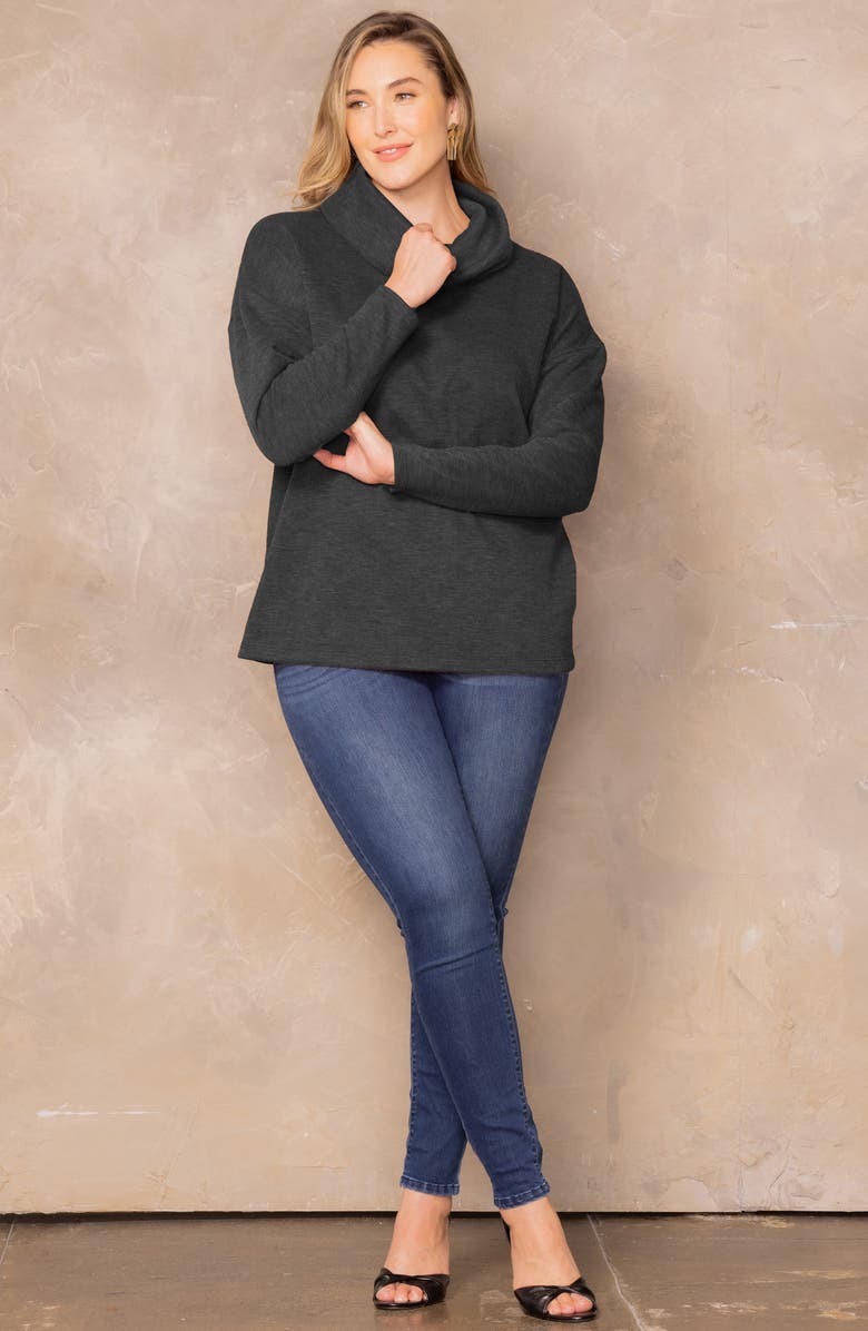 Kiyonna Astrid Turtleneck Sweater, Alternate, color, Black Noir