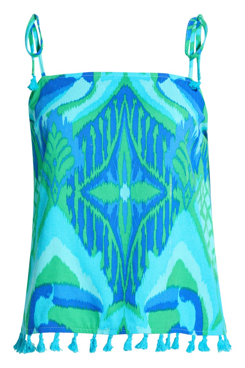 Blissy Tropical Yari Tie Strap Tank, Alternate, color, KELLY-BLUE-MUL