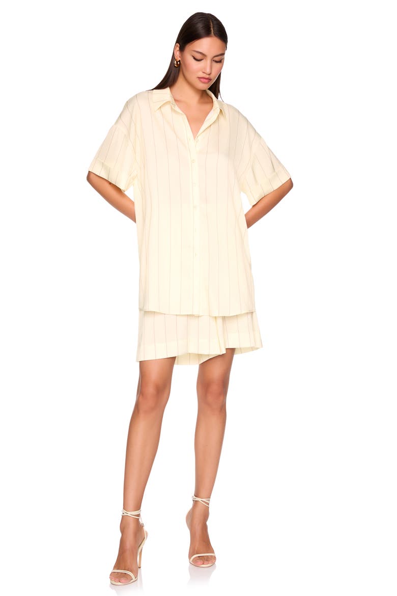Oversize Stripe Button-Up Shirt, Alternate, color, WHIPPED CREAM