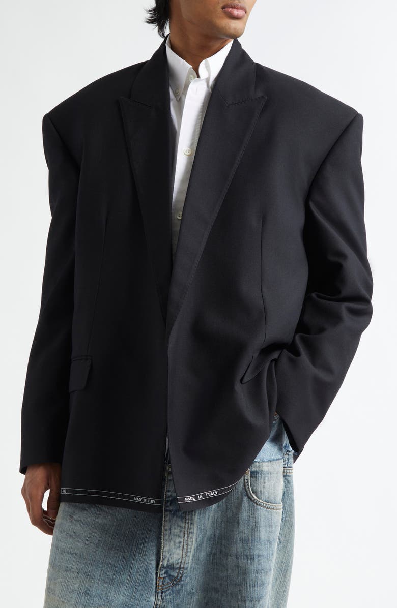 Balenciaga Seamless Wool Gabardine Jacket, Main, color, 1000 Black