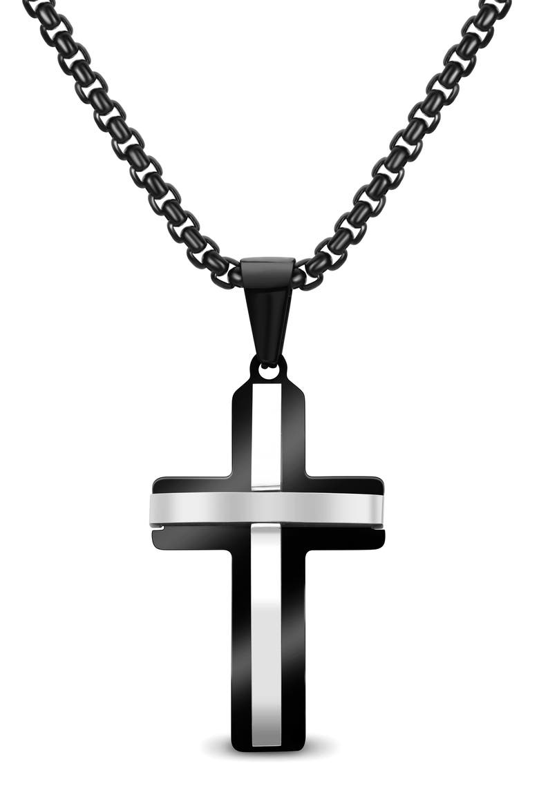 Men's Cross Pendant Necklace, Main, color, SILVER