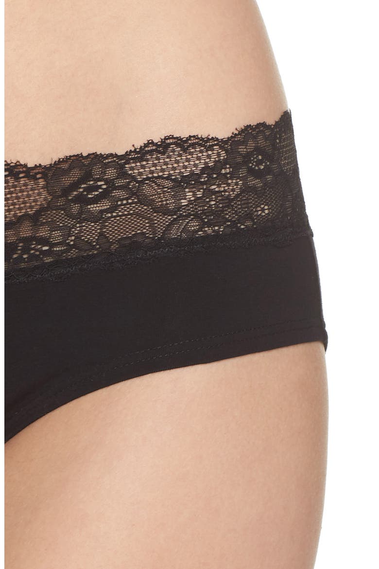 Lace Trim Hipster Briefs, Alternate, color, BLACK