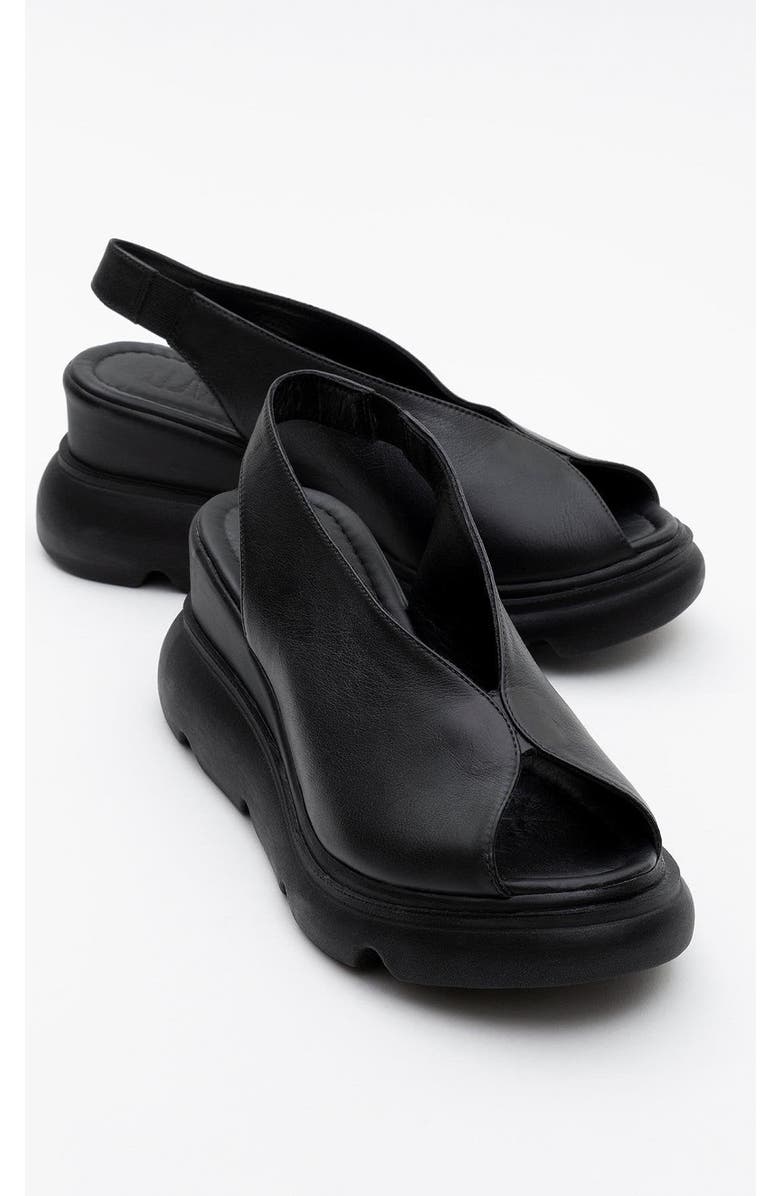 Forever & Always Shoes Sam Leather Platform Sandal, Main, color, Black Leather