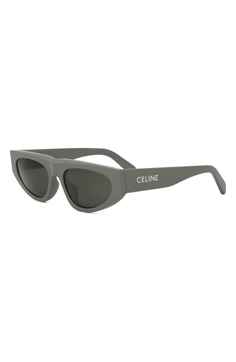 CELINE Monochroms 55mm Geometric Sunglasses, Alternate, color, Shiny Light Green / Smoke