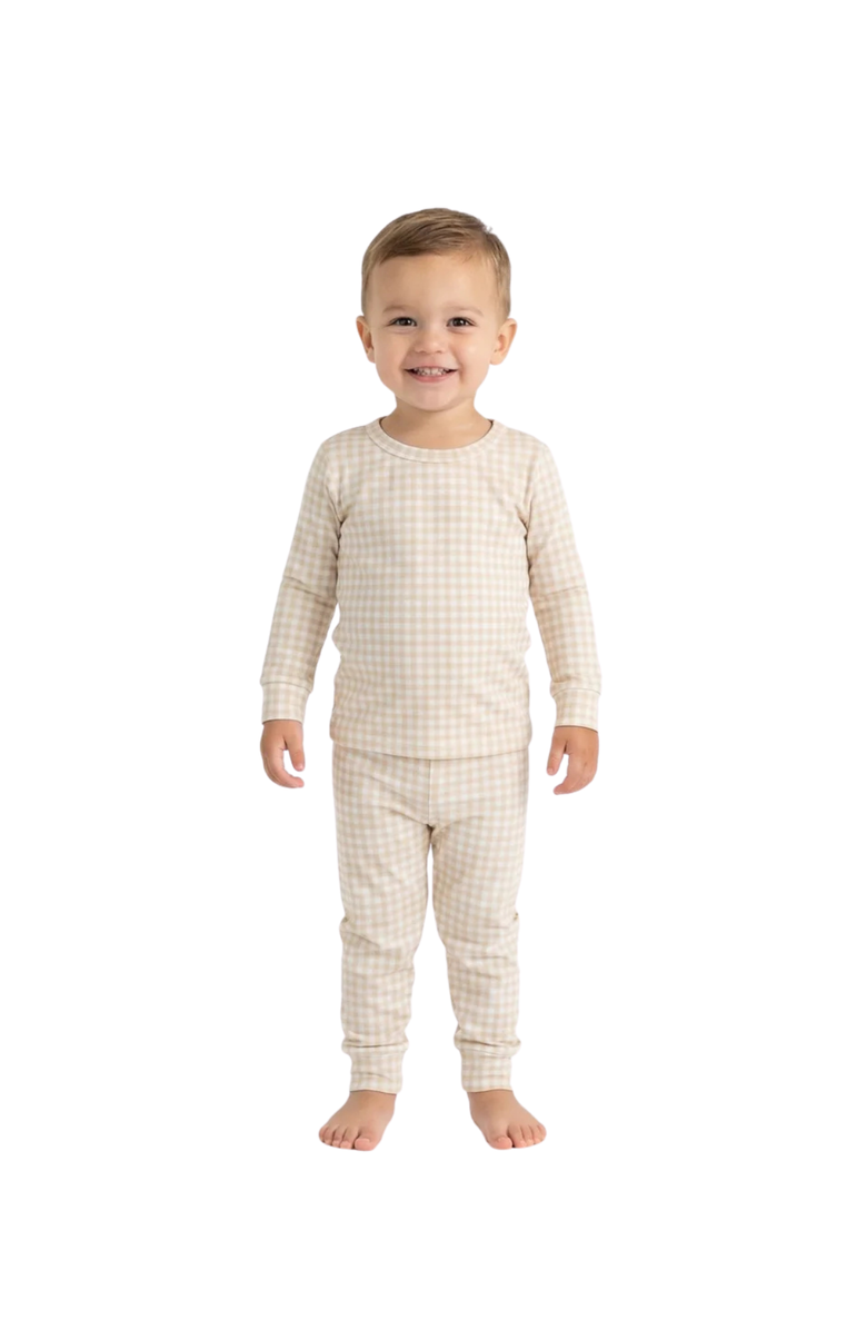 Motette Long Sleeve and Pants Buttery Soft Pajama Set, Main, color, Sandstone Gingham