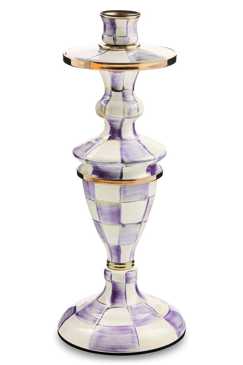 Violet Check Medium Candlestick Holder, Main, color, VIOLET
