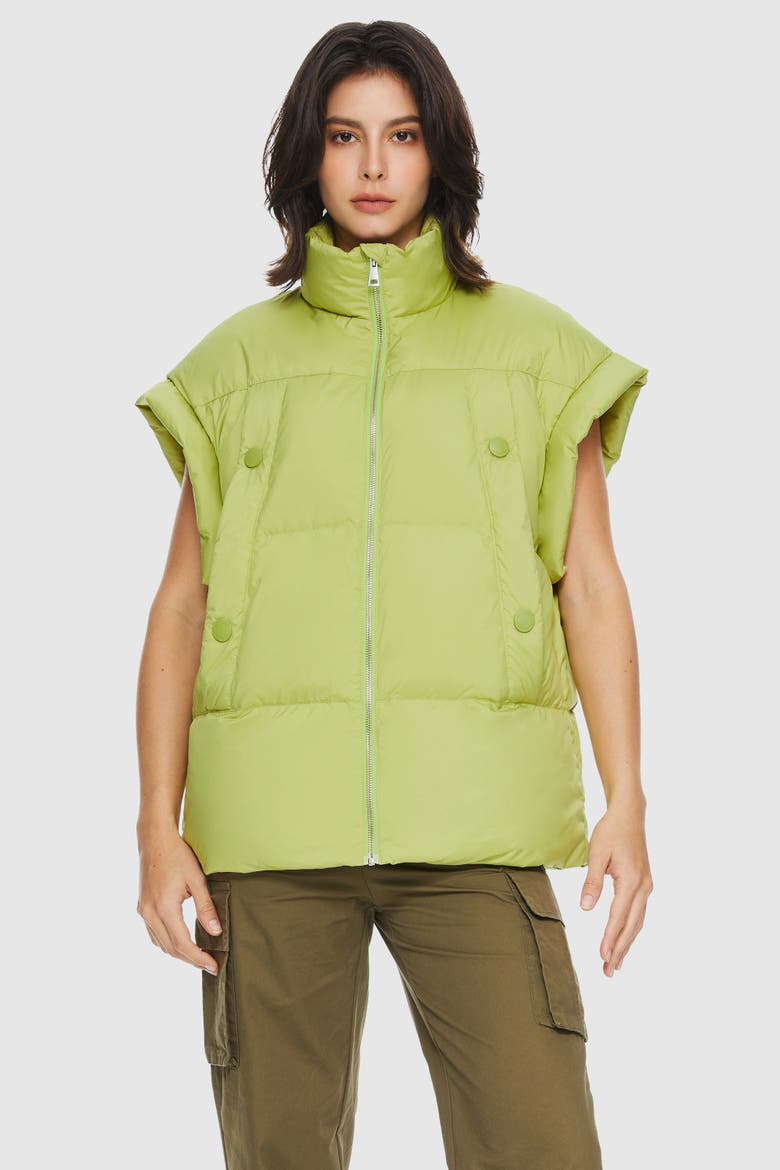 Oversized Sleeveless Classic Puffer Vest, Alternate, color, Light green
