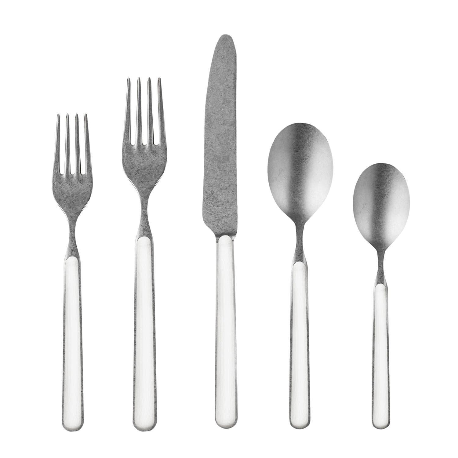 Mepra Fantasia Pewter Flatware Set In White