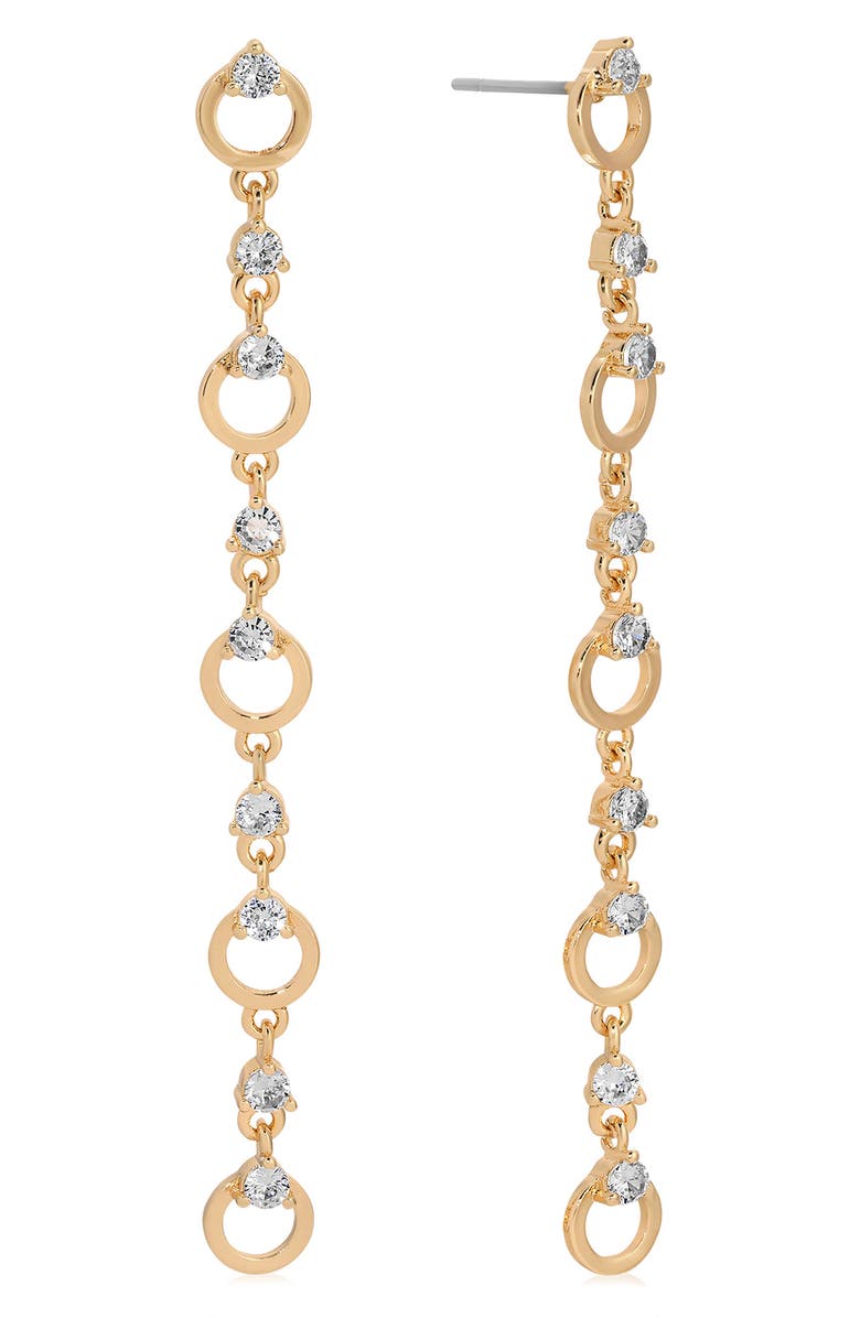 Ettika Cubic Zirconia Linear Drop Earrings, Main, color, Gold