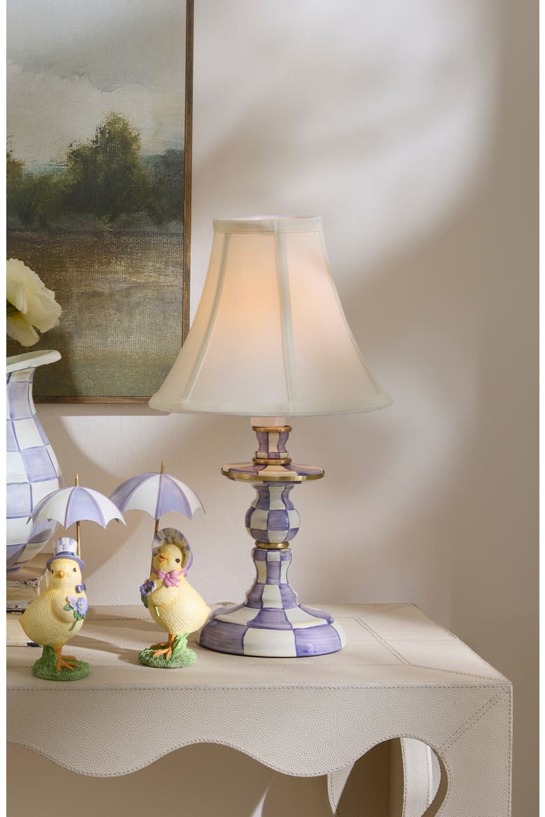 Violet Check Candlestick Lamp, Alternate, color, VIOLET
