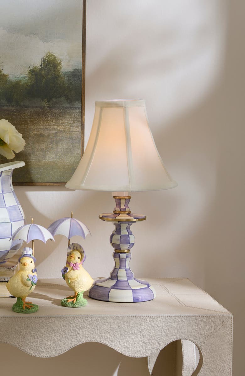 MACKENZIE CHILDS Violet Check Candlestick Lamp, Alternate, color, Violet