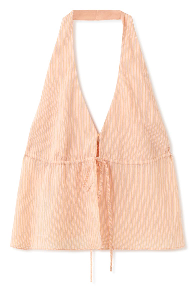 Stripe Tie Front Halter Top, Alternate, color, ORANGE