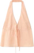 MANGO Stripe Tie Front Halter Top