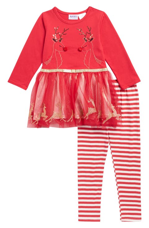 Kids' Holiday Long Sleeve Skirted Top & Leggings Set (Toddler)