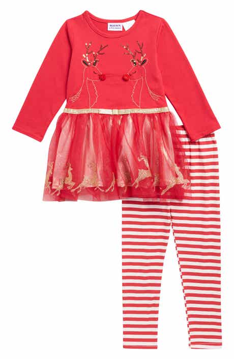 BLUEBERRY Kids' Holiday Long Sleeve Skirted Top & Leggings Set
