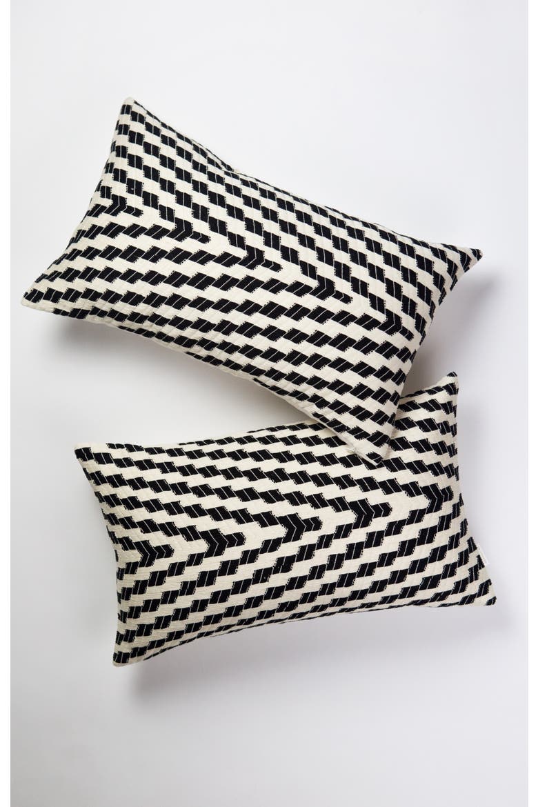 Almolonga Handwoven Cotton Zig Zag Throw Pillow, Alternate, color, White