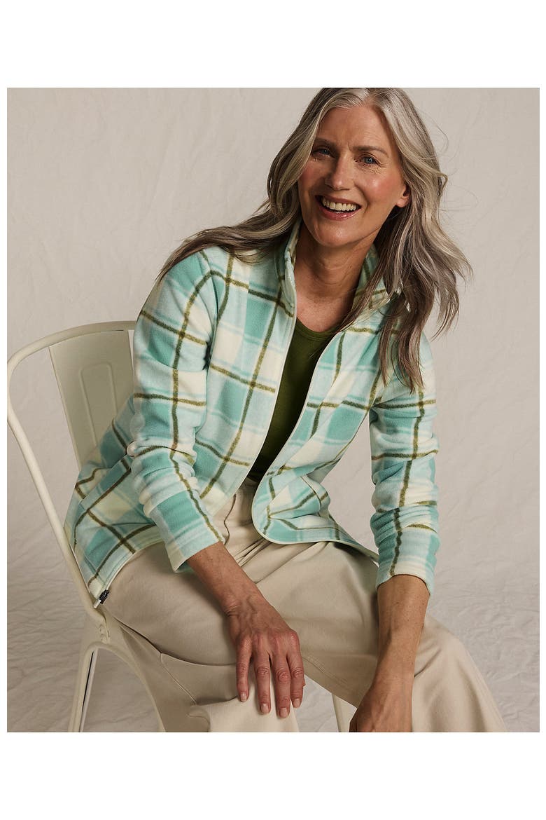 Anyweather Fleece Full Zip Jacket, Alternate, color, Mint Sky Buff Check