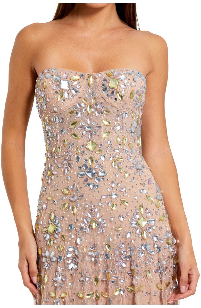 Mac Duggal Strapless Sweetheart Embellished Net Gown, Alternate, color, Light Rose