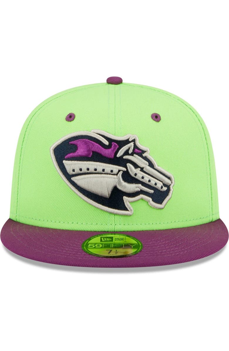 New Era Men's New Era Green/Purple Caballos de Stockton Copa De La Diversion 59FIFTY Fitted Hat, Alternate, color, Green