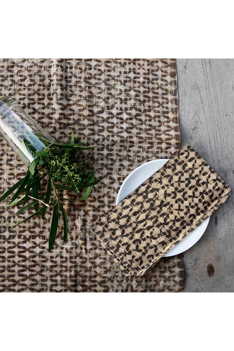 Boho Block Print Table Runner, Alternate, color, Beige