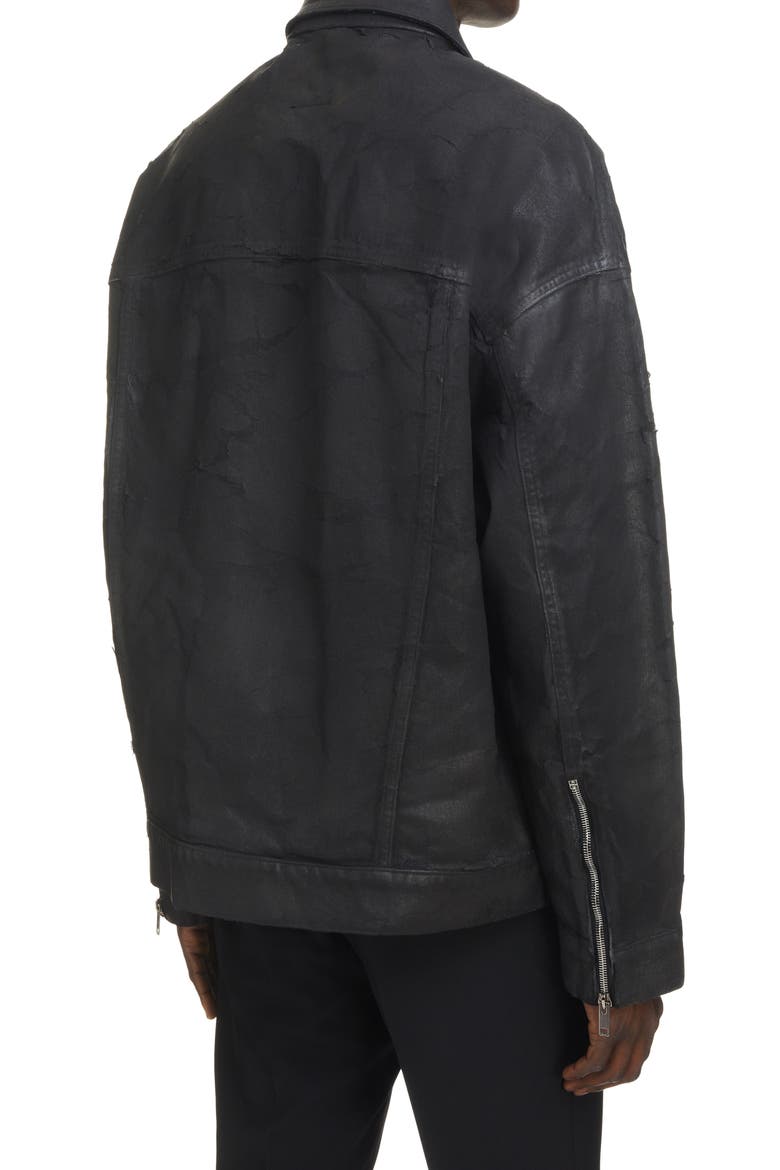 Crackled Coated Denim Jacket, Alternate, color, 001-BLACK