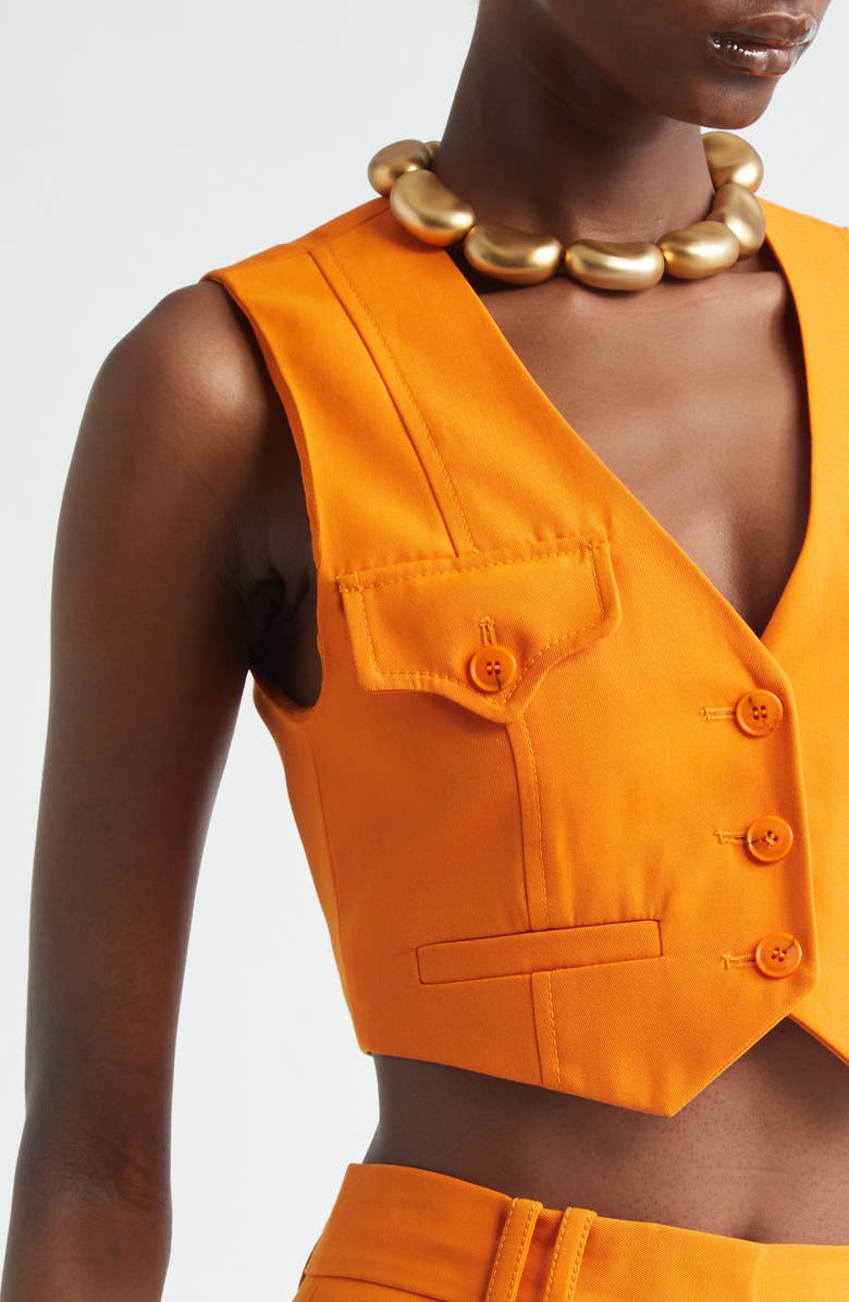 Zimmermann Kindred Spirit Alchemy Wool Blend Crop Waistcoat, Alternate, color, Sunset Orange