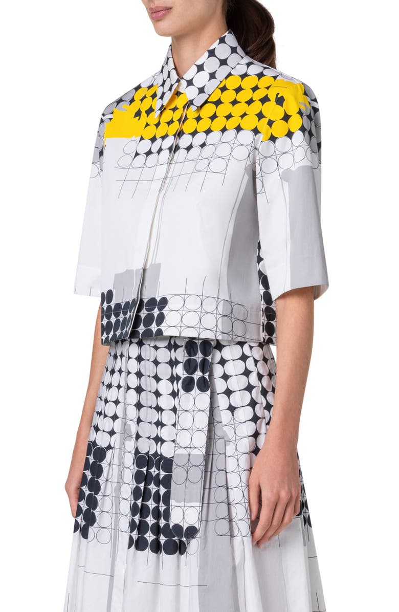Akris punto Skyscraper Boxy Cotton Gabardine Button-Up Shirt, Alternate, color, 
