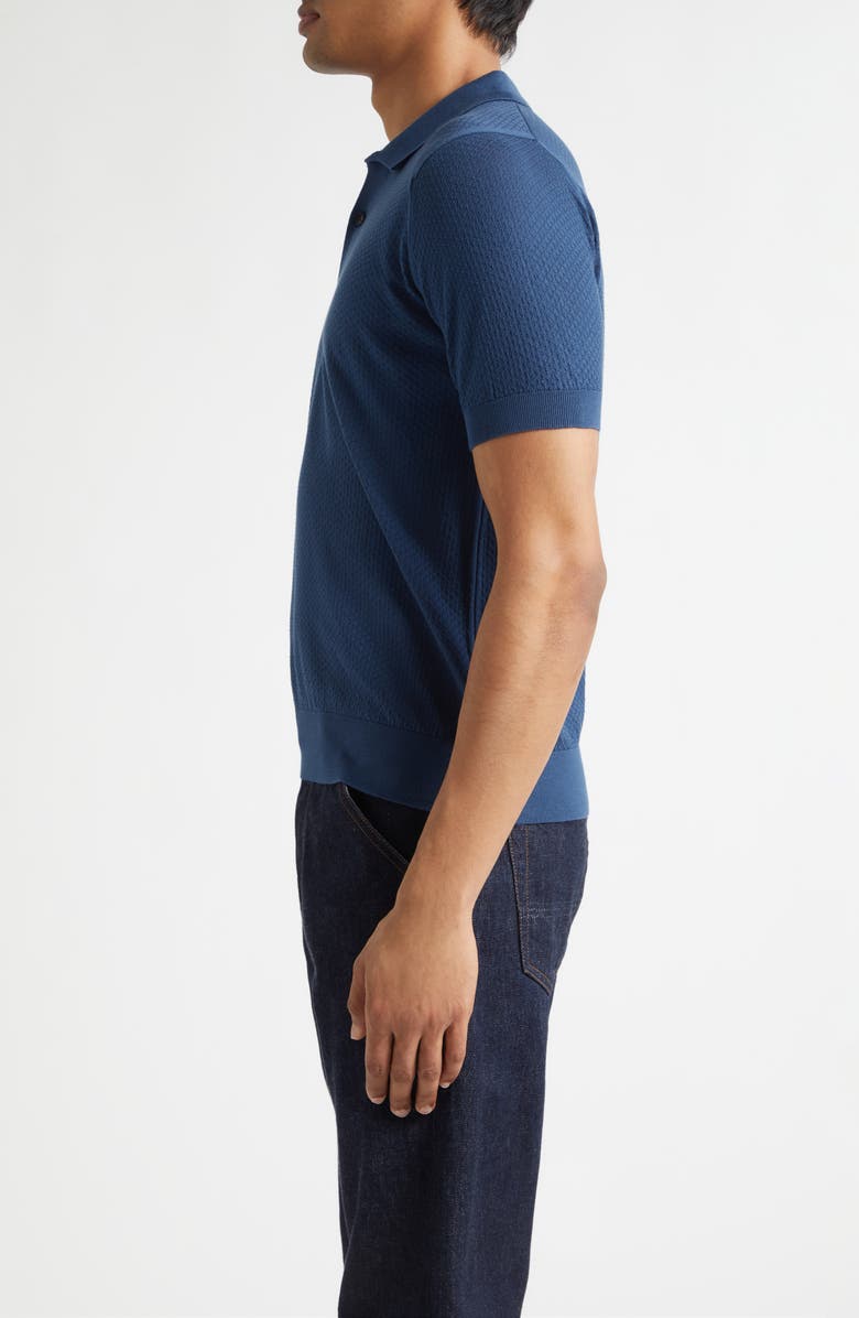 John Smedley Calun Textured Sea Island Cotton Polo, Alternate, color, Delft Blue